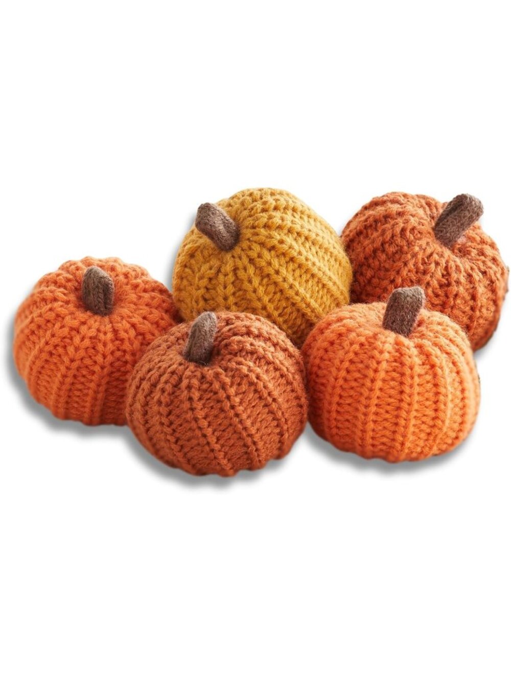Knit Pumpkins Set of 5 Orange Pumpkin Bowl Fillers Fall Tiered Tray Autumn Decor